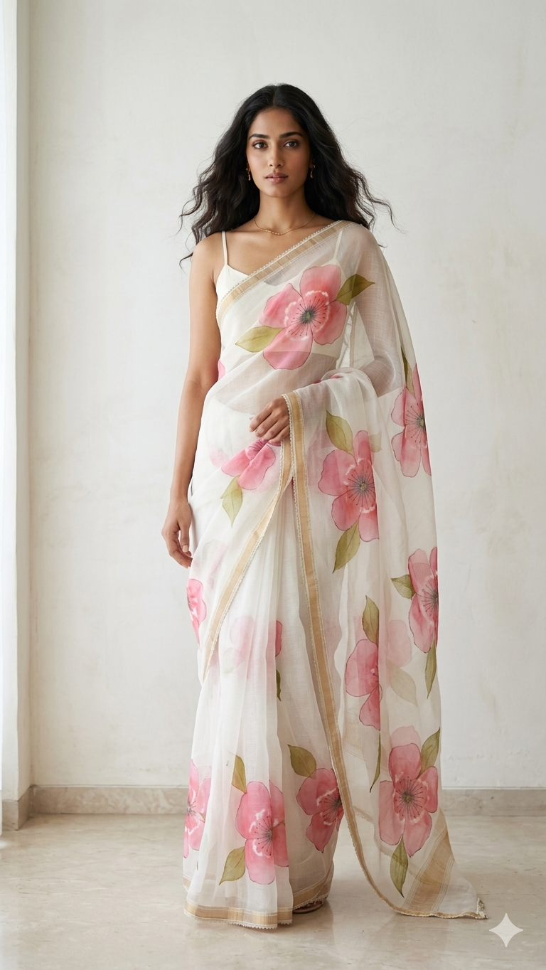 Hand painted Kota Doriya Saree