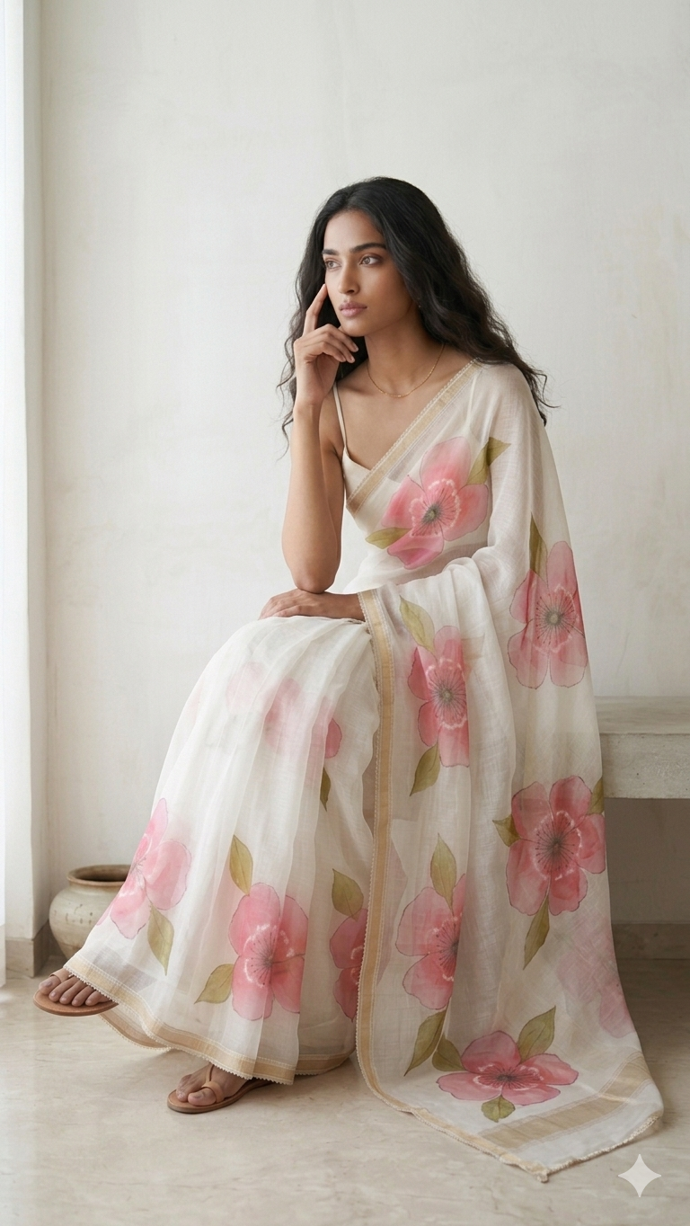 Hand painted Kota Doriya Saree
