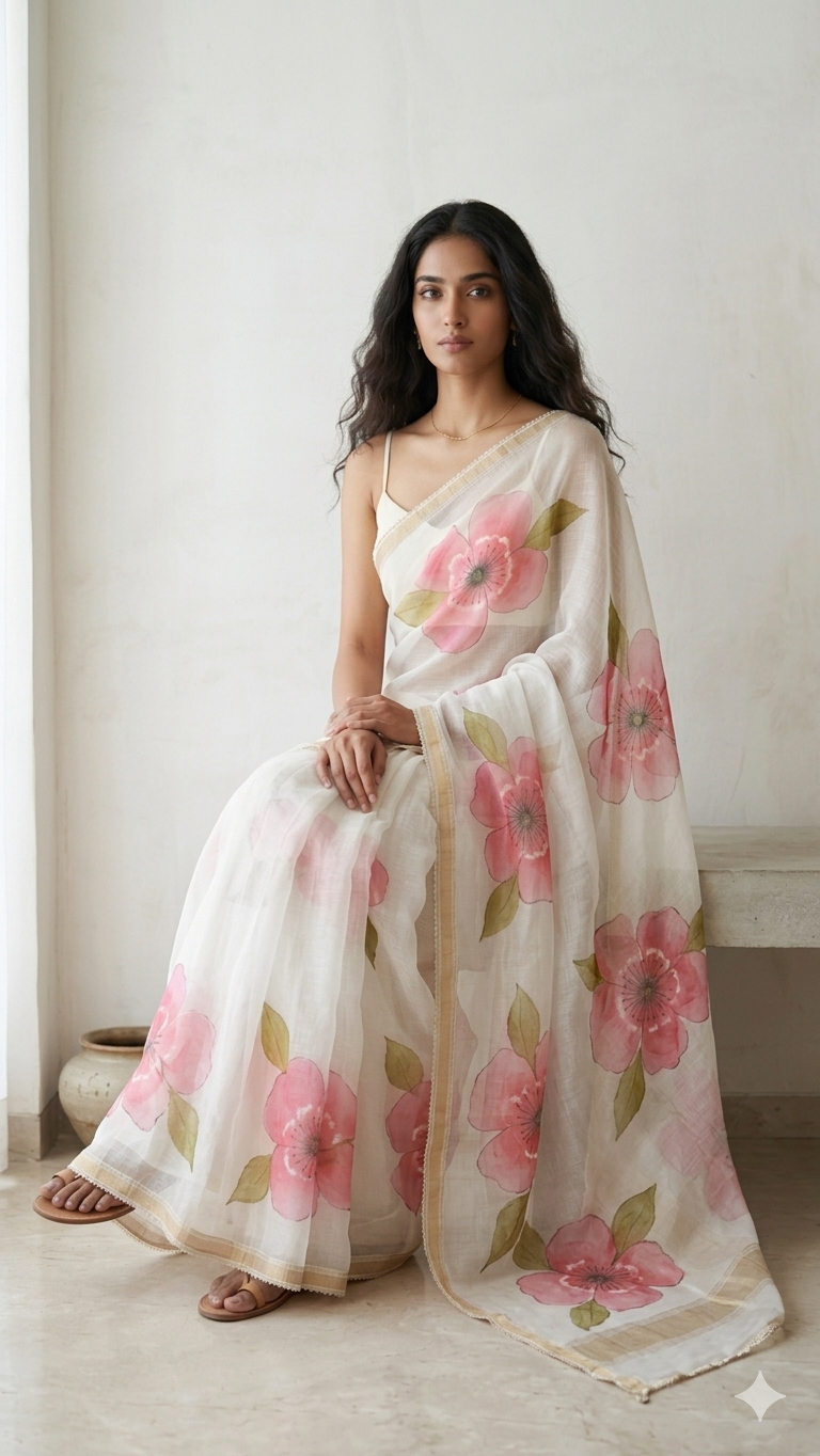 Hand painted Kota Doriya Saree